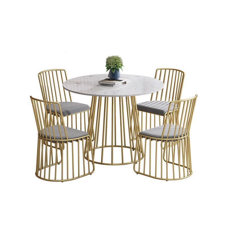 Moderna Mesa de comedor de piedra redonda de 1/5 piezas para tiendas de té de leche