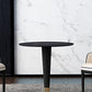 Table supérieure en pierre noire avec base de piédestal Table à manger ronde de luxe traditionnelle