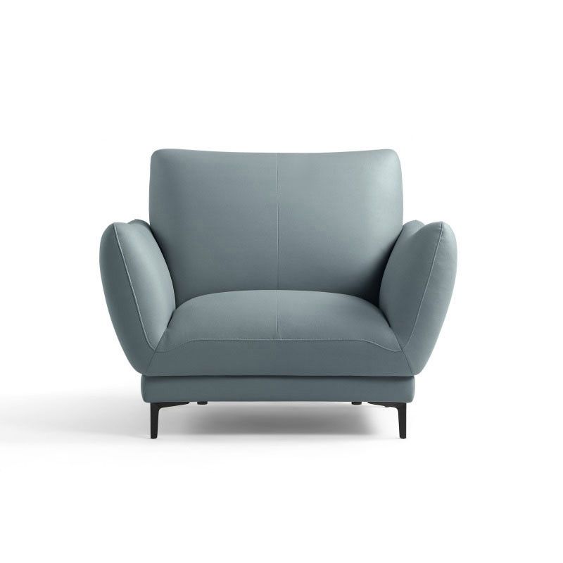 Light-grey and Blue-Gray Seating Cushions Standard Faux Leather Sofa