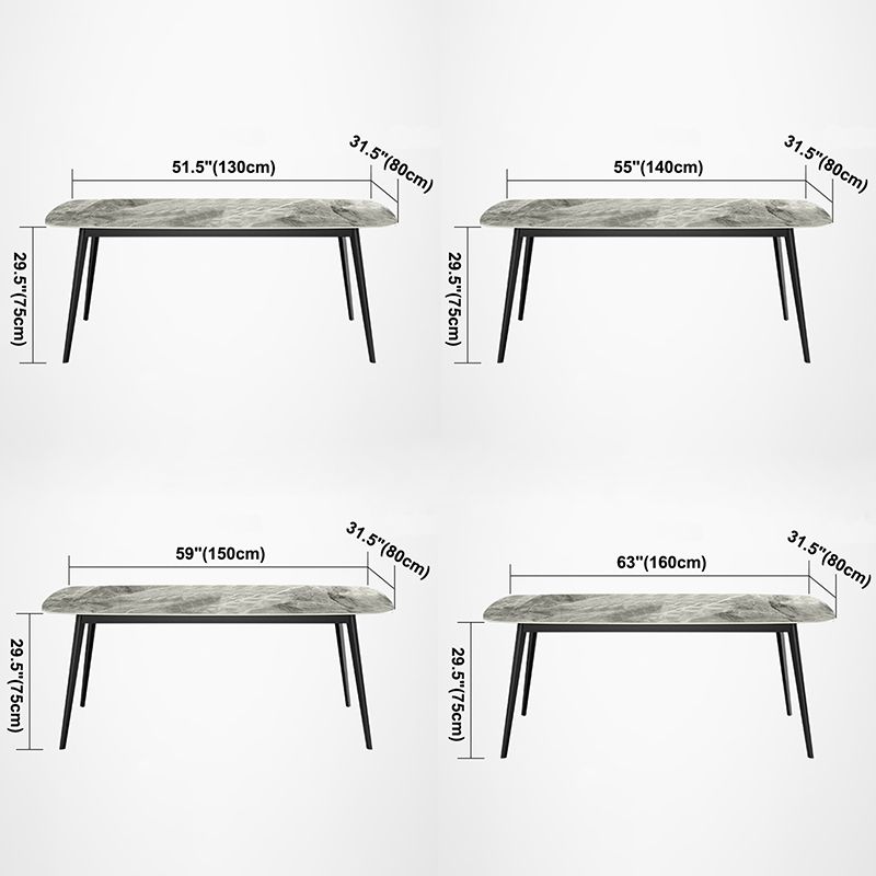 Modern Style Sintered Stone Dining Table Gray Rectangle Table with 4 Legs for Home Clearhalo ' dining_table' 'Dining Tables & Seating' 'Dining Tables' 'furn' 'furn_dining_table' 'Furniture' 'furniture_dining_table' 'Kitchen & Dining Furniture' 'kitchen&dining_furn' 'kitchen' 'kitchen_dining_table' 1200x1200_b01b6407-818a-4674-a596-a11b47675eb9