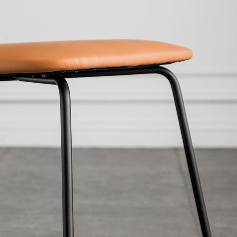 Industrial Upholstered Armless Chair Open Back Side Leather Chair with Metal Base