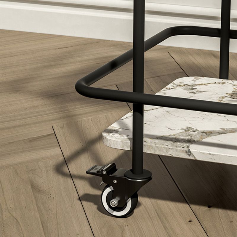 Mesa de vidrio superior a la altura con ruedas moderna de 25.6 "w 1 mesa auxiliar