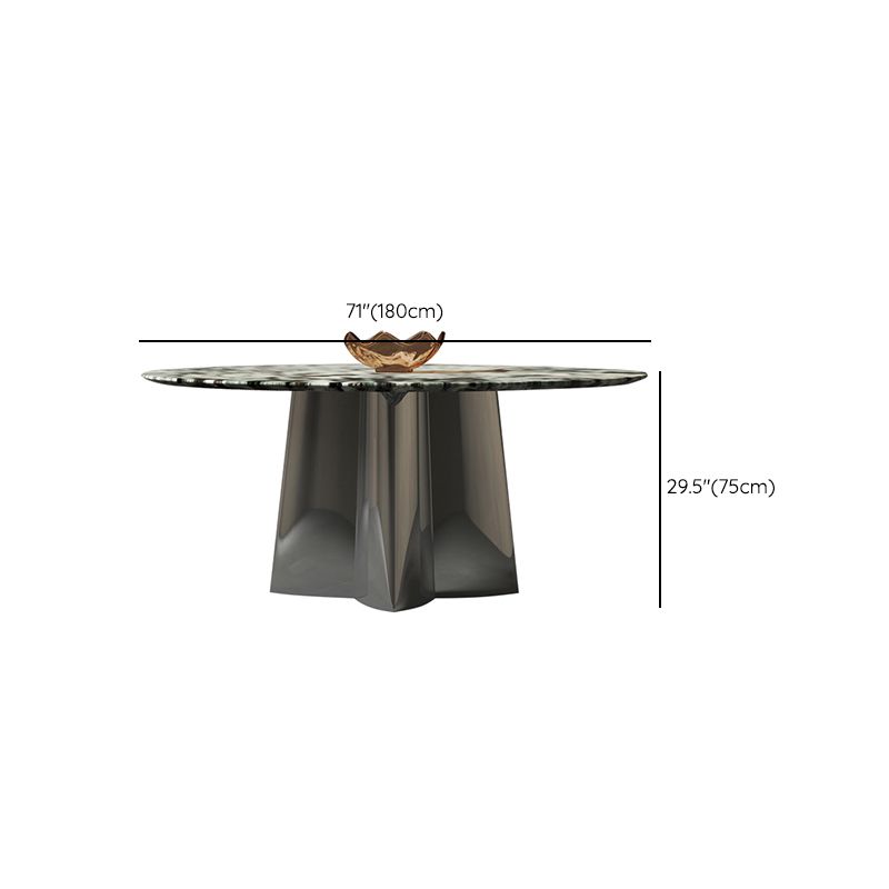 Glam Round Marble Top Dining Table with Metal Pedestal Base for Home Clearhalo 'Dining Tables & Seating' 'Dining Tables' 'dining_table' 'furn' 'furn_dining_table' 'Furniture' 'Kitchen & Dining Furniture' 1200x1200_b01f5ef0-8b67-41f9-a90e-bf268de50ffb