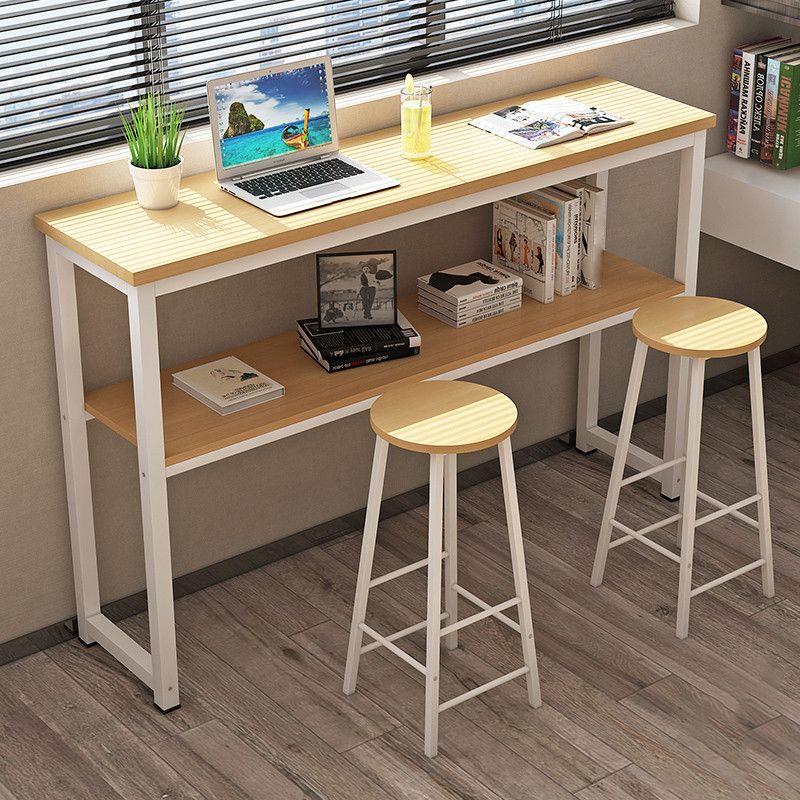 Industrial Style 40-inch Bar Table Wood Top Pub Table with Metal Base(only table) Clearhalo 'Bar Furniture' 'Bar Tables' 'bar_tables' 'furn' 'furn_bar_tables' 'Furniture' 'furniture_bar_tables' 'Kitchen & Dining Furniture' 'kitchen&dining_furn' 'kitchen' 1200x1200_b0201a26-10f9-4d2c-97b2-4d4ee67caf23