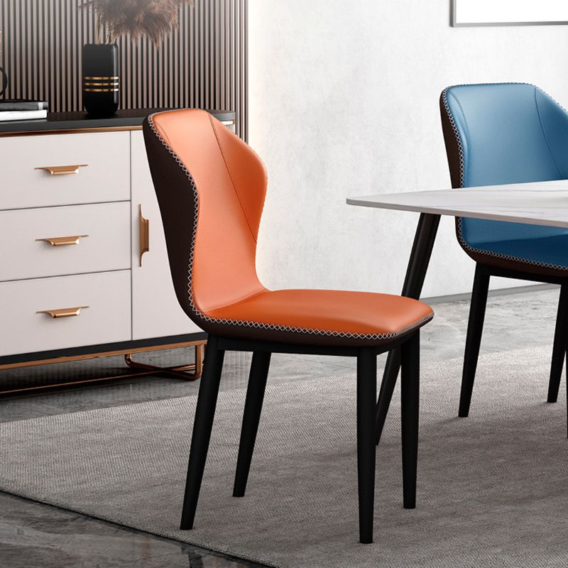 Industrial Wingback Armless Dining Chair Faux Leather Dining Chairs for Home Use Clearhalo ' kitchen&dining_furn' 'Dining Chairs' 'Dining Tables & Seating' 'dining_chair' 'furn' 'furn_dining_chair' 'Furniture' 'furniture_dining_chair' 'Kitchen & Dining Furniture' 'kitchen' 1200x1200_b0212f66-b8ba-404b-92eb-28ea3495c322