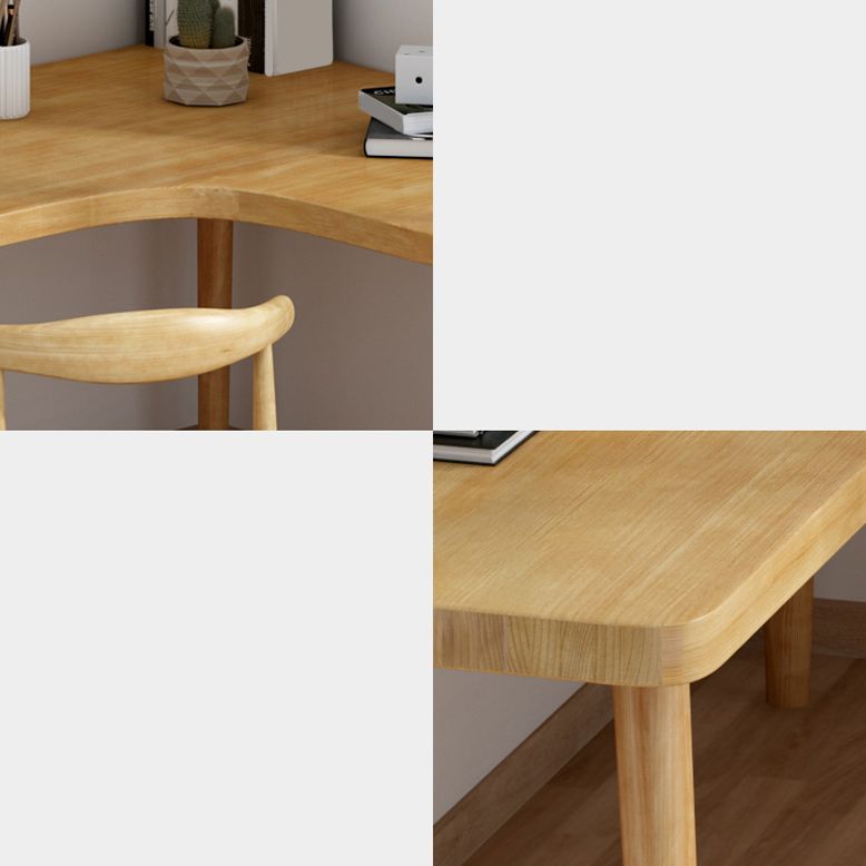 Table d'écriture en L de style moderne Bureau de travail en bois massif en bois massif
