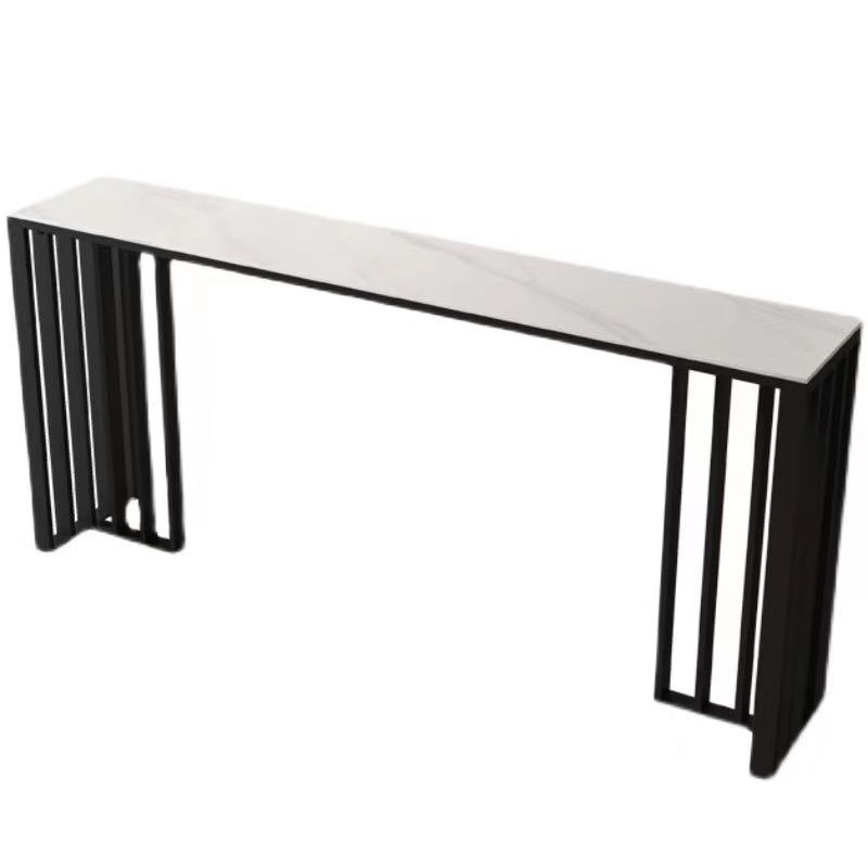 Metal Double pedestal Bar Table Modern Rectangle Bar Height Table Clearhalo 'Bar Furniture' 'Bar Tables' 'bar_tables' 'furn' 'furn_bar_tables' 'Furniture' 'Kitchen & Dining Furniture' 1200x1200_b0240cff-8459-4ca2-9512-be0ae8d4d1ba