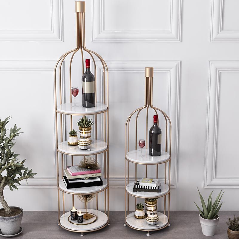 Luxury Metal Wine Holder Rack Round Floor Wine Racks with Shelf Clearhalo 'furn' 'furn_wine_racks' 'Furniture' 'Kitchen & Dining Furniture' 'Wine Racks' 'wine_racks' 1200x1200_b026268c-774d-451b-bda2-0d639d789558
