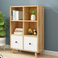 Natural Pine Bookshelf Modern Closed Back Bookcase with Shelves