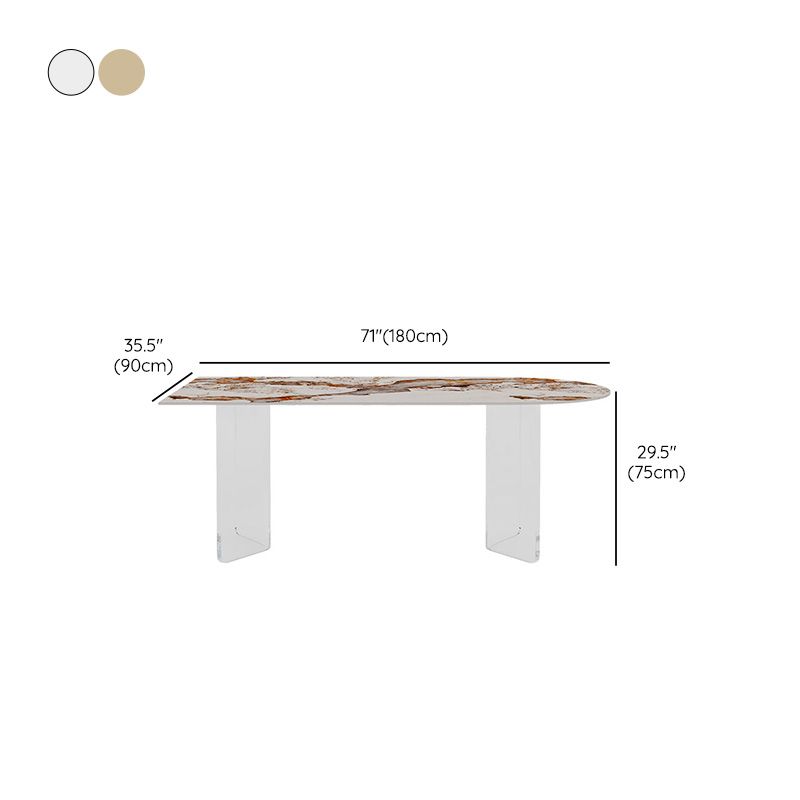 Modern Dining Table Sintered Stone Table with Acrylic Legs for Home Use Clearhalo 'Dining Tables & Seating' 'Dining Tables' 'dining_table' 'furn' 'furn_dining_table' 'Furniture' 'Kitchen & Dining Furniture' 1200x1200_b028c9ec-f786-49a7-a6ed-e08c37c492ea