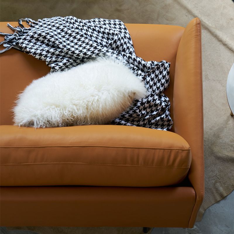 Modern Style Square Armrest Sponge Seat Filled with Leather & Leather Orange Sofa Clearhalo 'furn' 'furn_sofas' 'Furniture' 'furniture_sofas' 'kitchen' 'kitchen_sofas' 'Living Room Furniture' 'Sofa' 'sofas' 1200x1200_b02940f5-d886-4c14-b739-3ad8786f9c4b