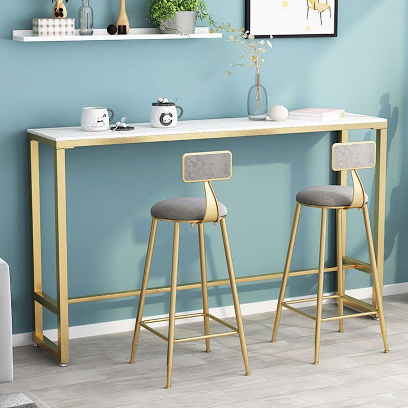 Glam Rectangle Stone Pub Bar Table Indoor Gold Iron Bar Dining Table with Trestle Pedestal Clearhalo 'Bar Furniture' 'Bar Tables' 'bar_tables' 'furn' 'furn_bar_tables' 'Furniture' 'furniture_bar_tables' 'Kitchen & Dining Furniture' 'kitchen&dining_furn' 'kitchen' 1200x1200_b029768b-141e-41c7-8fb7-1e0567b92d41