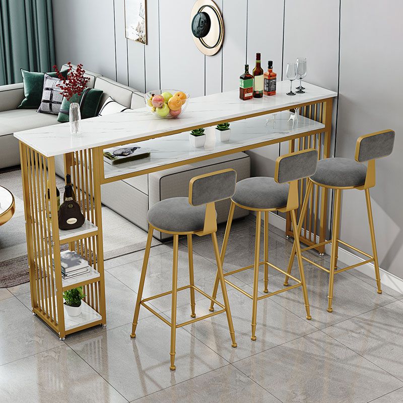 Glam Indoor Bar-Esstisch, rechteckiger Barhocker-Tisch aus Marmor