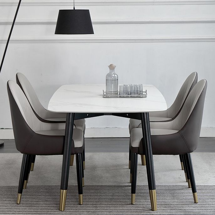 Mesa de comedor rectangular Mid-Century Mesa de comedor de piedra con 4 patas