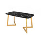 Rectangle Top Dining Table Traditional Luxury Table with Sled Base in Gold Clearhalo 'Dining Tables & Seating' 'Dining Tables' 'dining_table' 'furn' 'furn_dining_table' 'Furniture' 'furniture_dining_table' 'Kitchen & Dining Furniture' 'kitchen' 'kitchen_dining_table' 1200x1200_b02e61ef-a17e-47d4-a37f-e26282920054