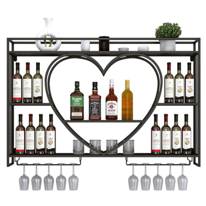 Botella de vino de metal y estante de vino de metal y estante de vidrio sin luz sin luz