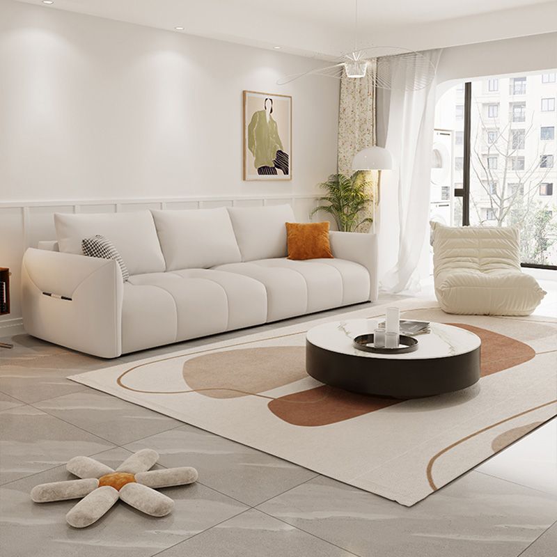 ボルスター枕付きモダンな本革の正方形のソファホワイトソファ