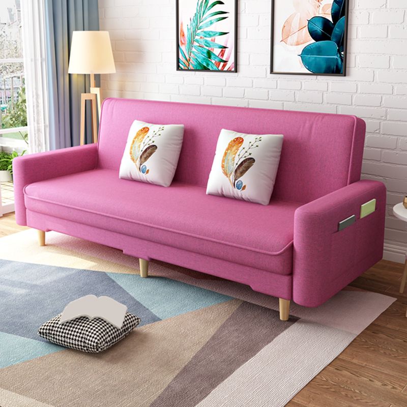 Sala de estar contemporánea Sofá de lino de 3 plazas con brazo cuadrado