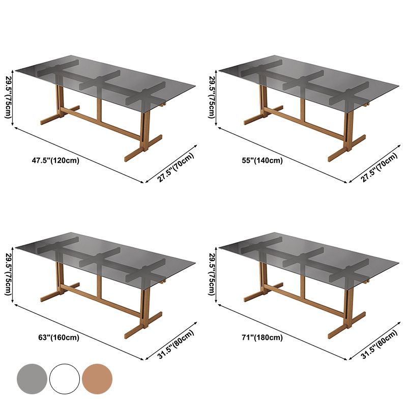 Solid Wood Trestle Dinette Table Tempered Glass Dining Table for Kitchen Home Clearhalo ' dining_table' 'Dining Tables & Seating' 'Dining Tables' 'Furniture' 'furniture_dining_table' 'Kitchen & Dining Furniture' 'kitchen&dining_furn' 'kitchen' 'kitchen_dining_table' 1200x1200_b0355d2a-8c42-4b64-af1f-de4c4dd39a47