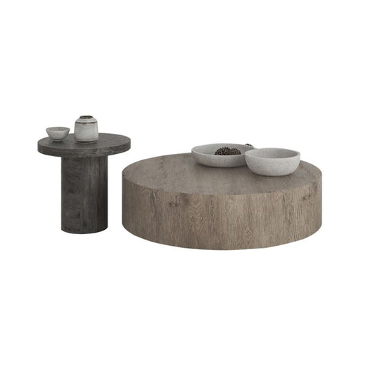 Contemporary Coffee Table Set Wooden Round Coffee Cocktail Table