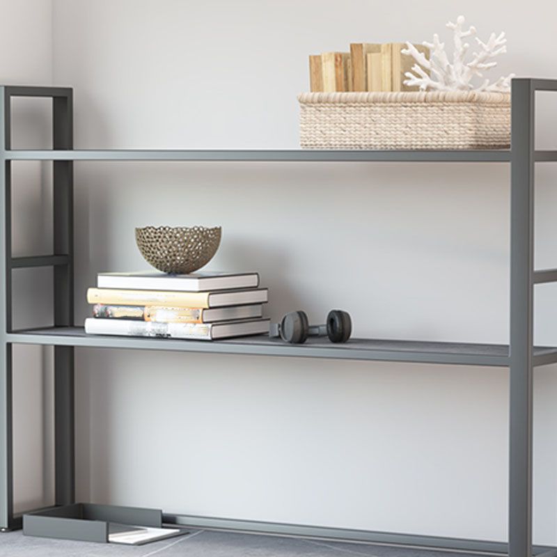 Escritorio de escritura de piedra gris contemporánea Desk de oficina de lanar en trineo L para hogar