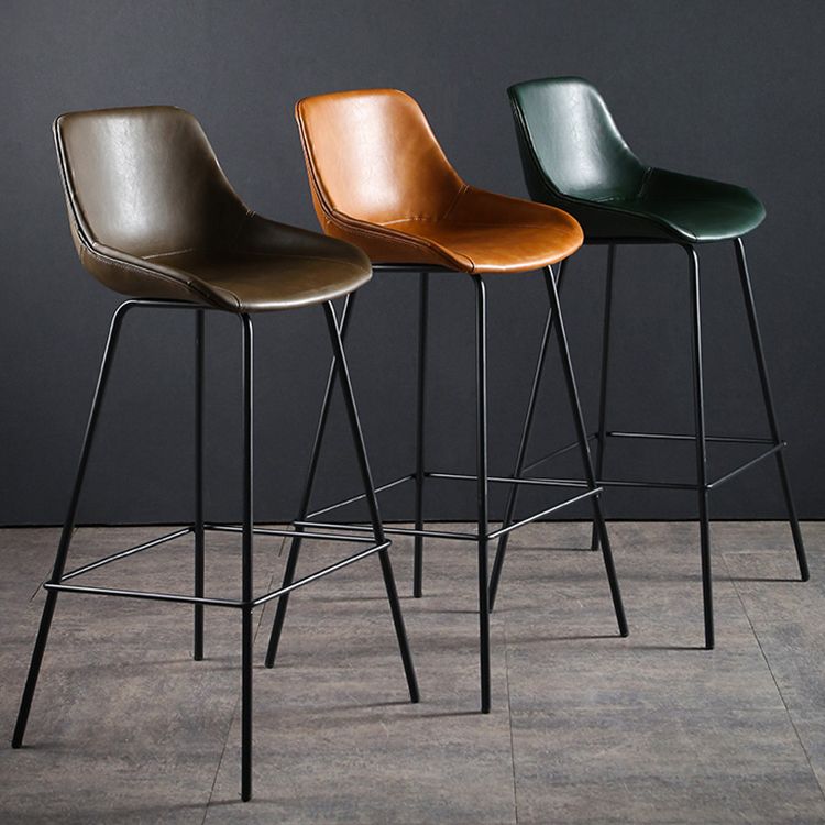 Industrial Style PU Leather Stools Square Low Back with Metal Legs for Bristol
