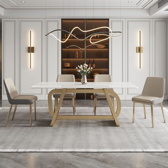 Rectangle Stainless Steel Dining Site Table Luxury Style Dinette Table for Home Clearhalo ' dining_table' 'Dining Tables & Seating' 'Dining Tables' 'furn' 'furn_dining_table' 'Furniture' 'furniture_dining_table' 'Kitchen & Dining Furniture' 'kitchen&dining_furn' 'kitchen' 'kitchen_dining_table' 1200x1200_b03c0c46-2100-462c-85b8-8c4c6fc23789