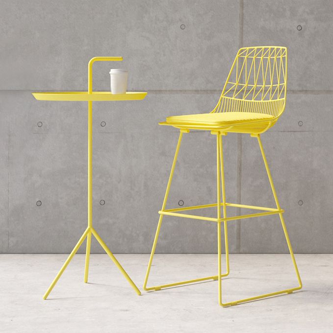 Glam Iron Upholstered Bar Stool Armless Backrest Stool for Bristol