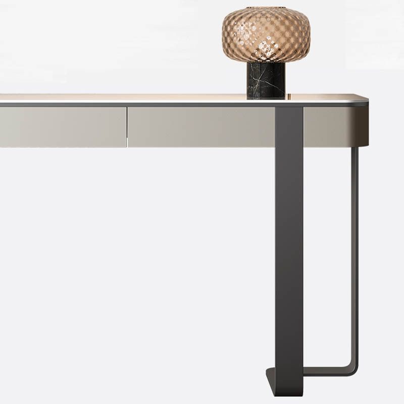 Tavolo da console a mezzaluna moderna Tabella di divano console in oro/grigio