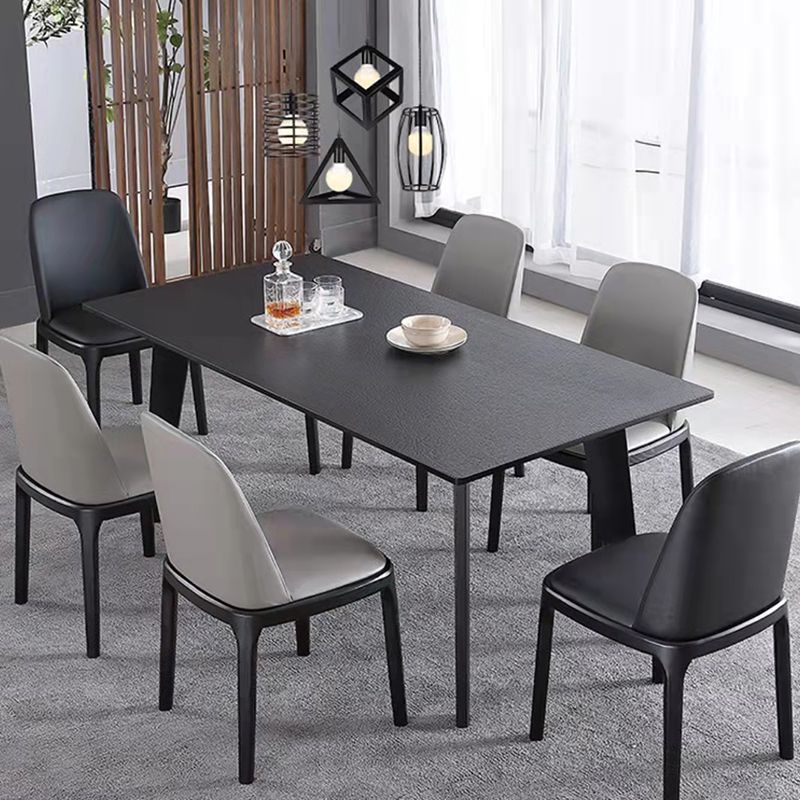 Black Dinette Table with 4 Legs Contemporary Dining Table for Home Clearhalo 'Dining Tables & Seating' 'Dining Tables' 'dining_table' 'furn' 'furn_dining_table' 'Furniture' 'Kitchen & Dining Furniture' 1200x1200_b040a1f6-3f09-47cb-8f57-bad5b6b26297