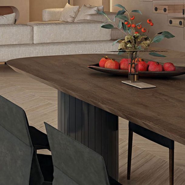 Table à manger en bois massif ovale meubles modernes avec double piédestal pour la cuisine