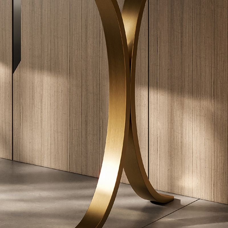 Pierre et métal avec table de vanité à accent en faux cuir, 29,5 "