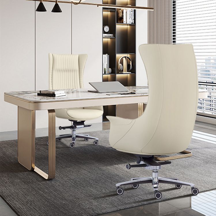 Sedia da scrivania a armi fisse nessuna sedia da ufficio ergonomica in pelle angosciante con ruote