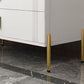 Glam Stone Chest Bedroom White Storage Chest with Metal Legs