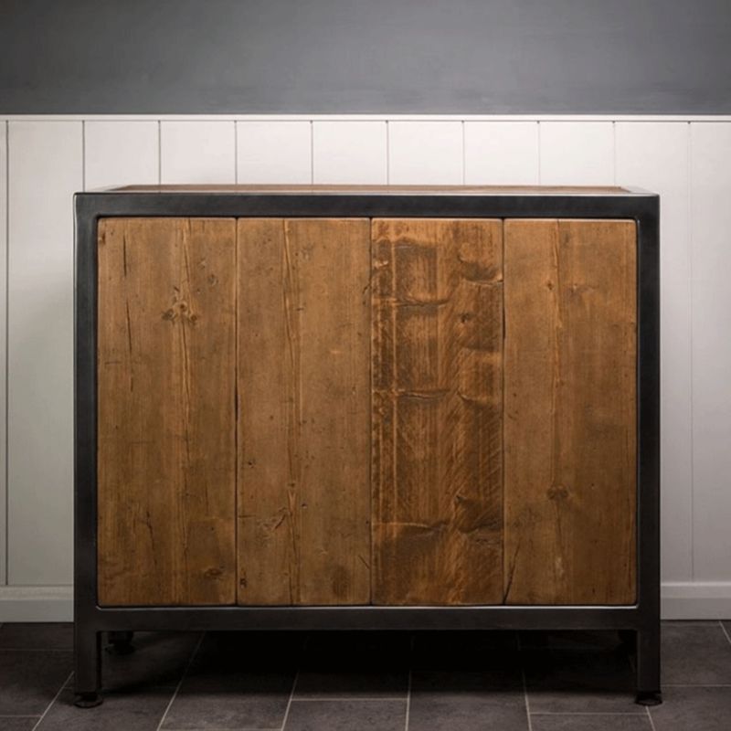 Industrial Cabinet Distressed Wood With Doors Bar Pulls Rectangle Accent Cabinet Clearhalo 'Cabinets & Chests' 'cabinets_chests' 'furn' 'furn_cabinets_chests' 'Furniture' 'Living Room Furniture' 1200x1200_b0443ff3-1af6-4db4-94b6-e005630af5b0