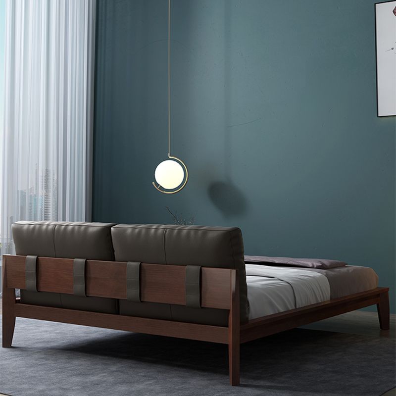 モダンパネルベッド不幸な木材標準ベッド布張りヘッドボードなし