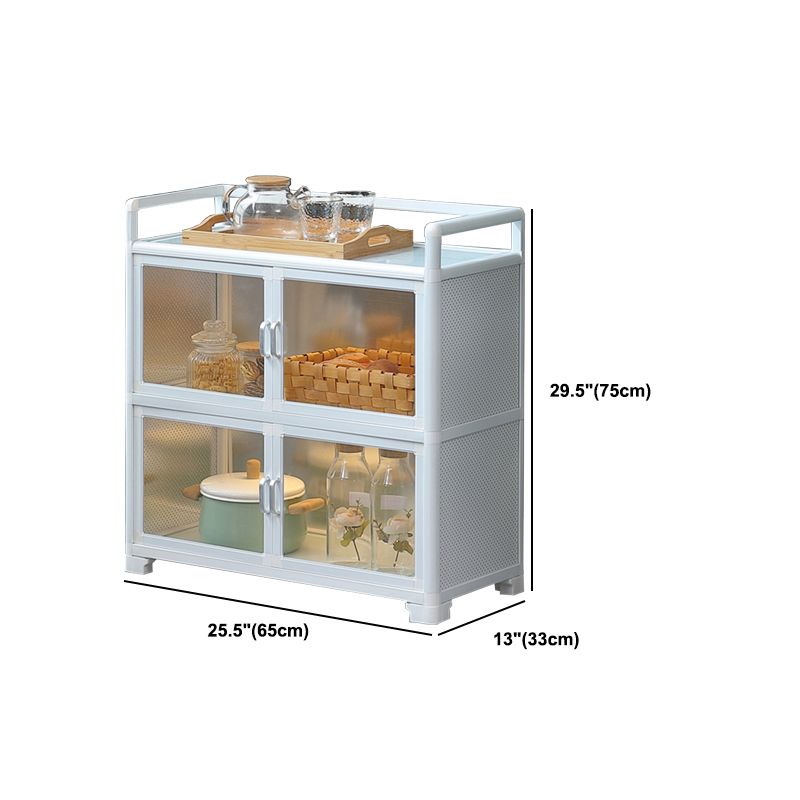 White Metal Sideboard with Glass Doors Modern Indoor Dining Server with Cabinets Clearhalo 'buffet_sideboard' 'Buffets & Sideboards' 'furn' 'furn_buffet_sideboard' 'Furniture' 'Kitchen & Dining Furniture' 1200x1200_b0469e05-d976-4c9a-983a-7ba1a4c8389e