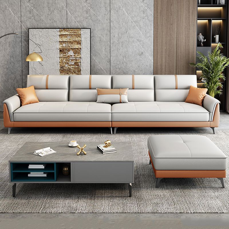 35.43 "brede hedendaagse bank faux leer met kussentoparmkussens sofa