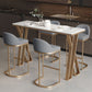 Glam 1/2/5 Pieces Bar Table Set Rectangle Stone Bar Table with Metal High Stools