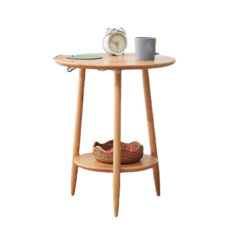 23.6"/27.5" Tall 3 Legs End Table Wood White/Natural/brown Round Side Table with Shelf Clearhalo 'Coffee & Accent Tables' 'End & Side Tables' 'end_side_table' 'Furniture' 'furniture_end_side_table' 'Living Room Furniture' 1200x1200_b049ce46-d918-4d04-af07-8148e0ba6980