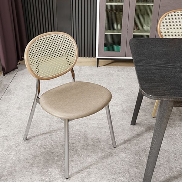 Glam Style Dining Chair Upholstered Cane Back Chair for Dining Room Clearhalo 'Dining Chairs' 'Dining Tables & Seating' 'dining_chair' 'furn' 'furn_dining_chair' 'Furniture' 'furniture_dining_chair' 'Kitchen & Dining Furniture' 1200x1200_b049ed42-78f3-4292-a576-f348272188bb