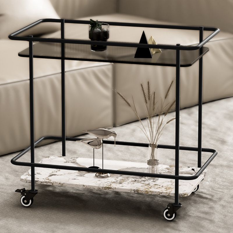 23.6 "Alta Tapa de tobogán contemporáneo Top de vidrio Top Table rectangular