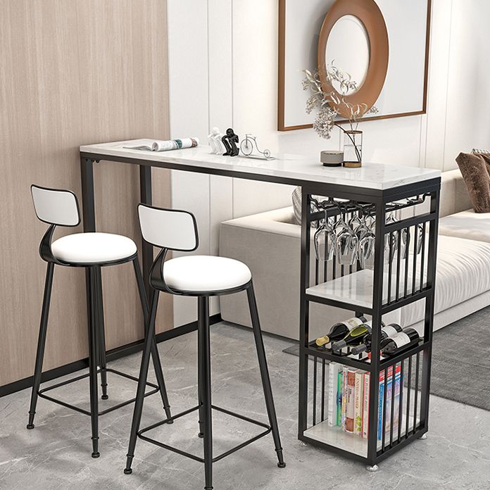 Modern Rectangle Bar Dining Table with Shelf Bar Height Table 42-Inch Top Clearhalo 'Bar Furniture' 'Bar Tables' 'bar_tables' 'furn' 'furn_bar_tables' 'Furniture' 'furniture_bar_tables' 'Kitchen & Dining Furniture' 'kitchen&dining_furn' 'kitchen' 1200x1200_b04c582f-2850-4b94-a021-d01e0b77ab60