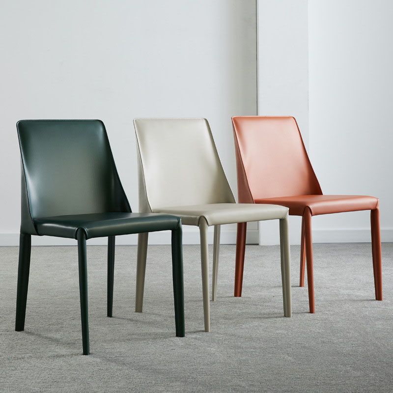 Designer Style Leather Solid Back Side Chair Matte Finish Home Dining Chair Clearhalo ' kitchen&dining_furn' 'Dining Chairs' 'Dining Tables & Seating' 'dining_chair' 'furn' 'furn_dining_chair' 'Furniture' 'furniture_dining_chair' 'Kitchen & Dining Furniture' 'kitchen' 1200x1200_b04c5901-da75-490f-abea-ec9c5c442792