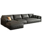 Echte lederen sectionals 70 "houtstationaire sectionals in zwart