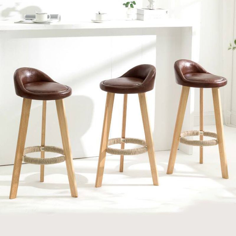 Modern Armless Backrest Counter Stool Wood Household Bar Stool with Wooden Seat Clearhalo 'Bar Furniture' 'Bar Stools' 'bar_stools' 'furn' 'furn_bar_stools' 'furniture_bar_stools' 'Kitchen & Dining Furniture' 'kitchen&dining_furn' 'kitchen' 'kitchen_furn' Furniture' 1200x1200_b04f2dc8-e238-4fee-8ff6-58679008a9e2
