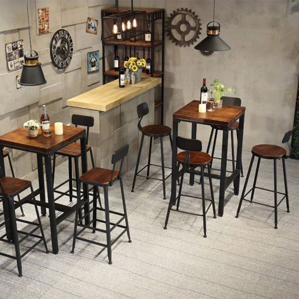 Industrial 1/2/3/5 Pieces Square Bar Table Set Solid Wood Bistro Set Clearhalo 'Bar Furniture' 'furn' 'furn_home_bar_bar_sets' 'Furniture' 'Home Bars & Bar Sets' 'home_bar_bar_sets' 'Kitchen & Dining Furniture' 1200x1200_b04f836e-f424-4728-a65c-d5b416dd02de