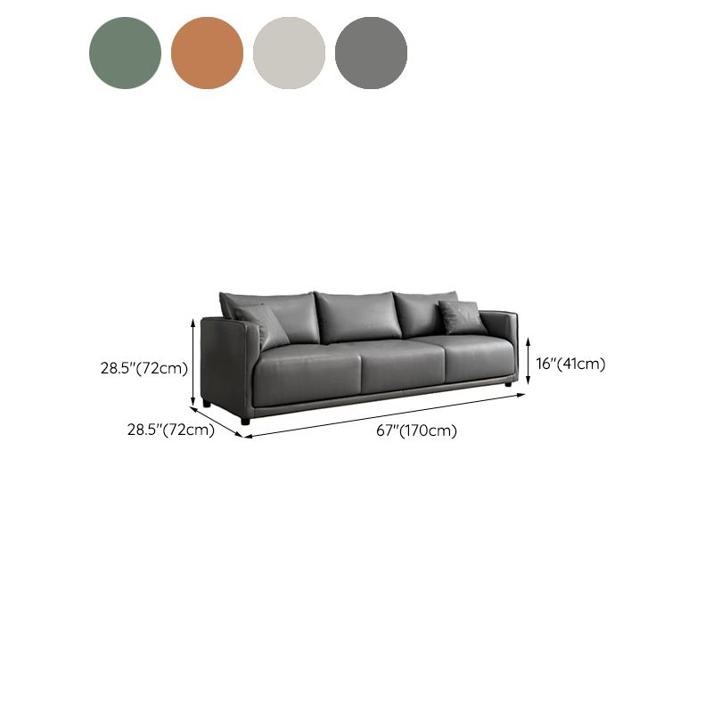 Minimalistische 3-zits faux lederen sofa vierkante arm losse achterbank
