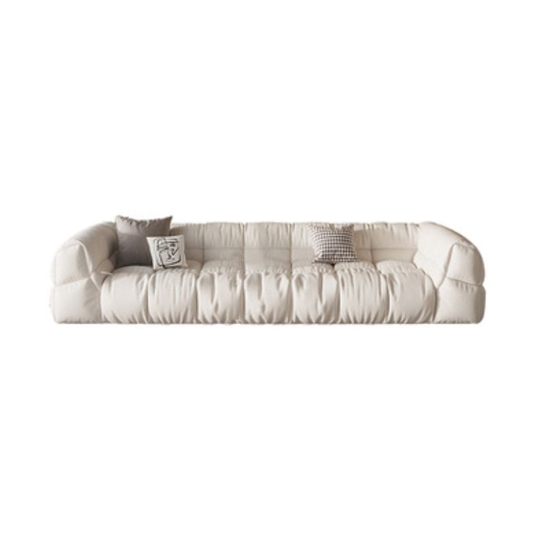 Contemporary White Cushions Tuxedo Arm Living Room Standard Settee
