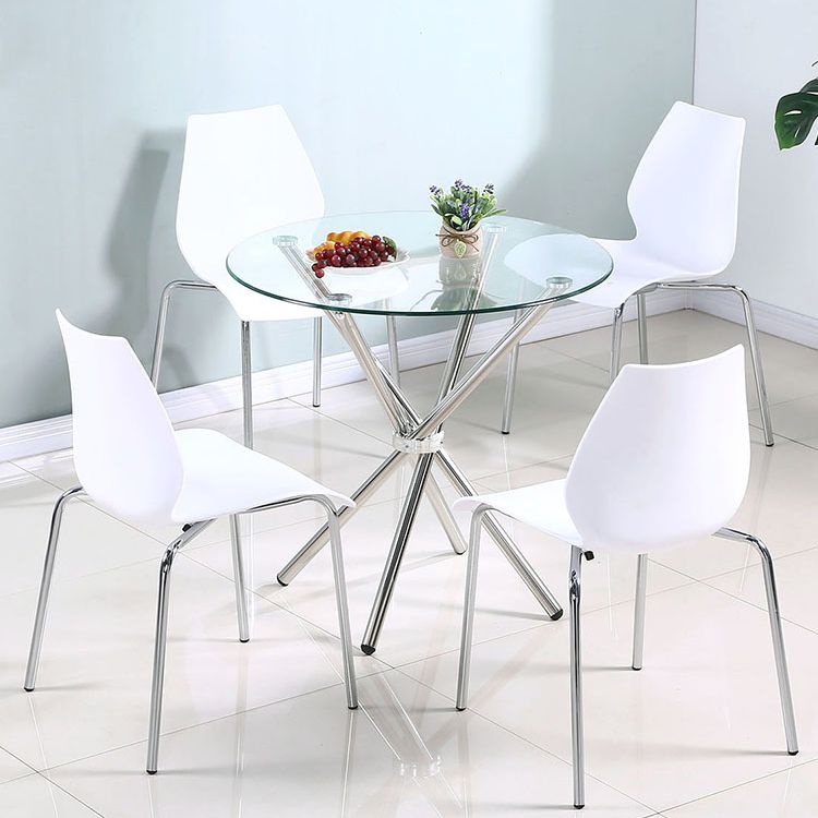 Round GlassTransparent Dining Table Simplicity Pedestal Table for Dining Room Clearhalo ' dining_table' 'Dining Tables & Seating' 'Dining Tables' 'furn' 'furn_dining_table' 'Furniture' 'furniture_dining_table' 'Kitchen & Dining Furniture' 'kitchen&dining_furn' 'kitchen' 'kitchen_dining_table' 1200x1200_b0508d3d-1e61-44b4-ab2d-b03c18d814cf